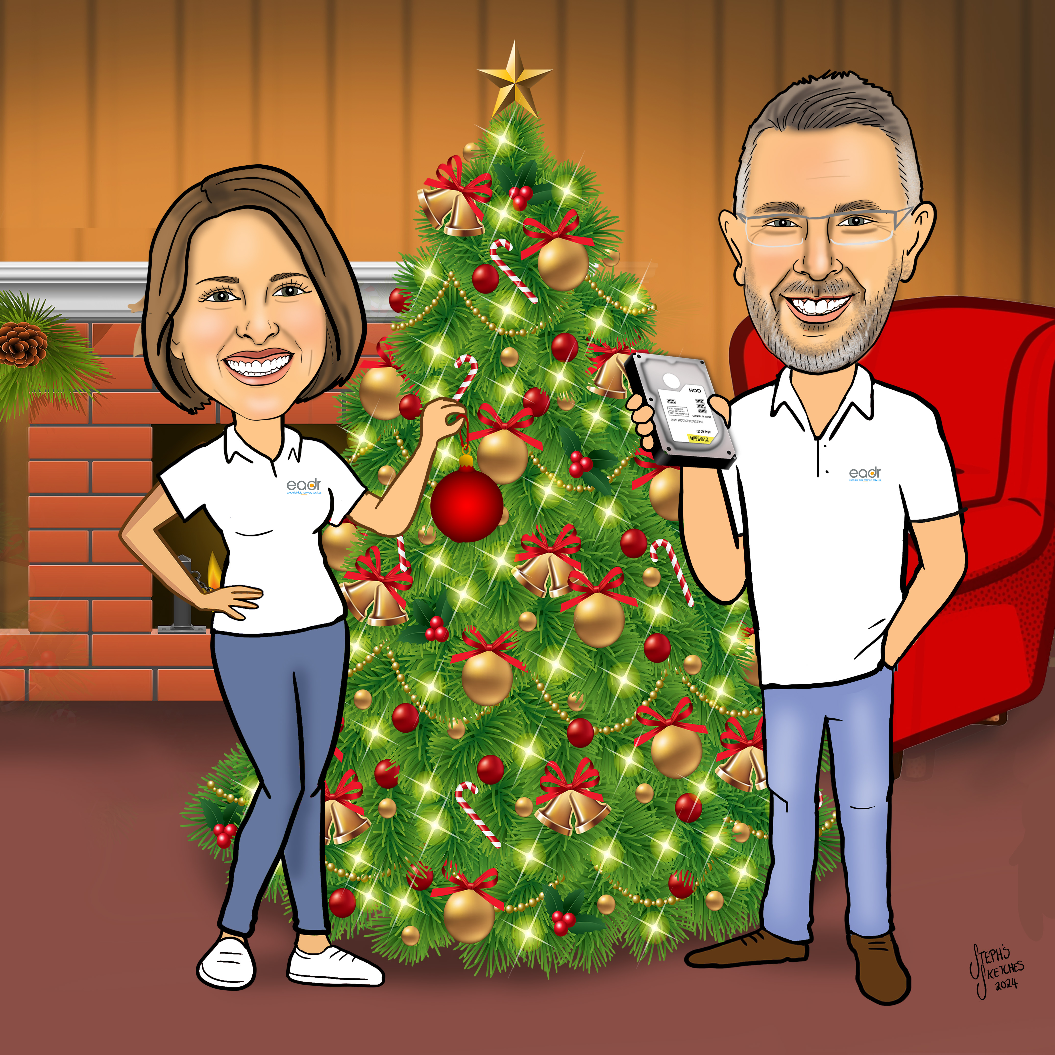 EADR Directors Alison and Steve in Christmas scene